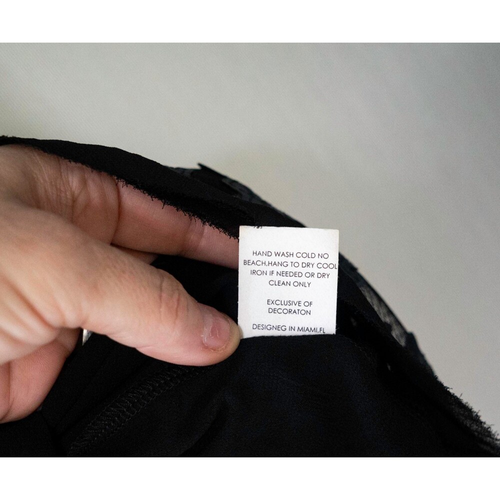 Analili "Leather" Laser Cut Out Detailed Edgy Black Tank Top Blouse L - Picture 3 of 12